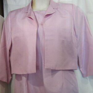 LIZ CLAIBORNE pink 2 piece silk dress jacket set WOMEN Petite 12P